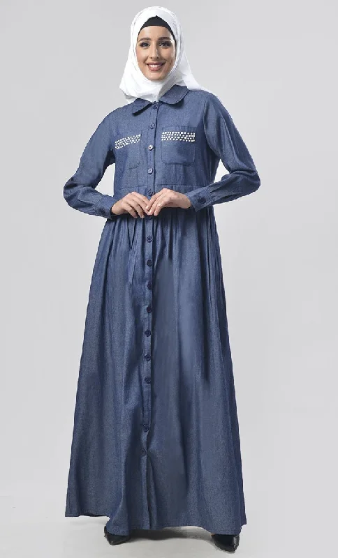 Modest Denim Gathers Detailing Jilbabs