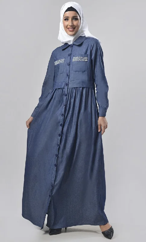 Modest Denim Gathers Detailing Jilbabs