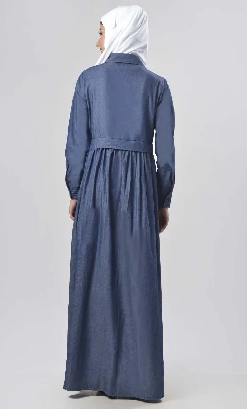 Modest Denim Gathers Detailing Jilbabs