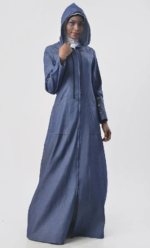 Modest Denim Hoodie Style  Abaya