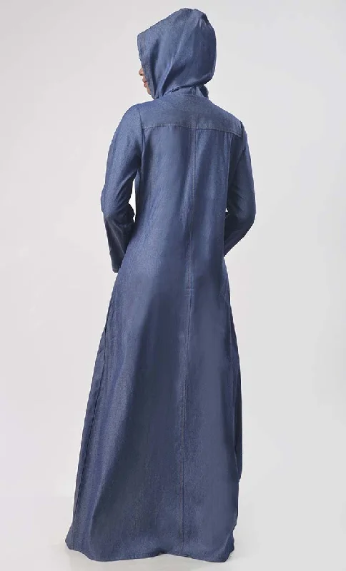 Modest Denim Hoodie Style  Abaya