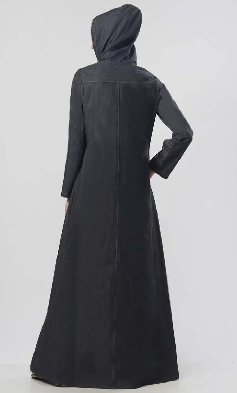 Modest Denim Hoodie Style  Abaya