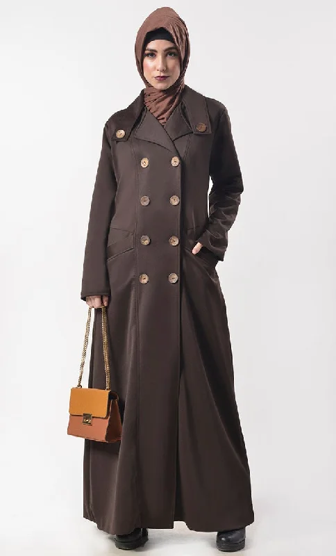 Modest Peak Lapel Neck Warm Jacket With Pockets