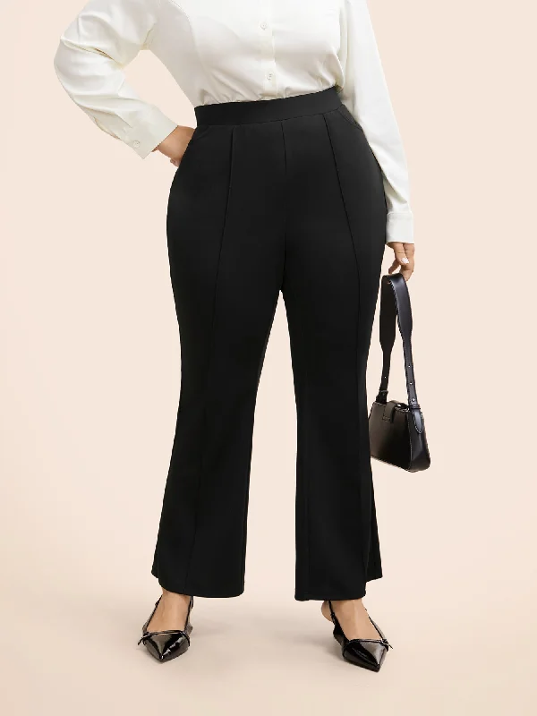 Plain Mid Rise Pocket Bootcut Pants