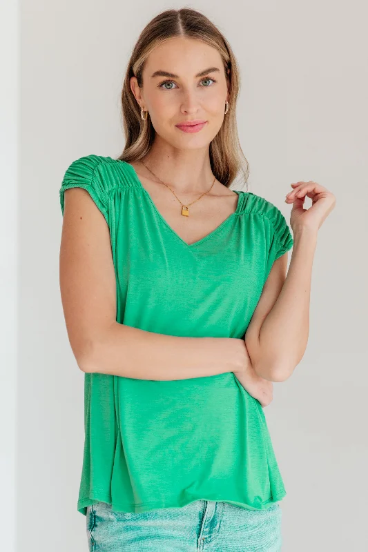 Ruched Cap Sleeve - Emerald