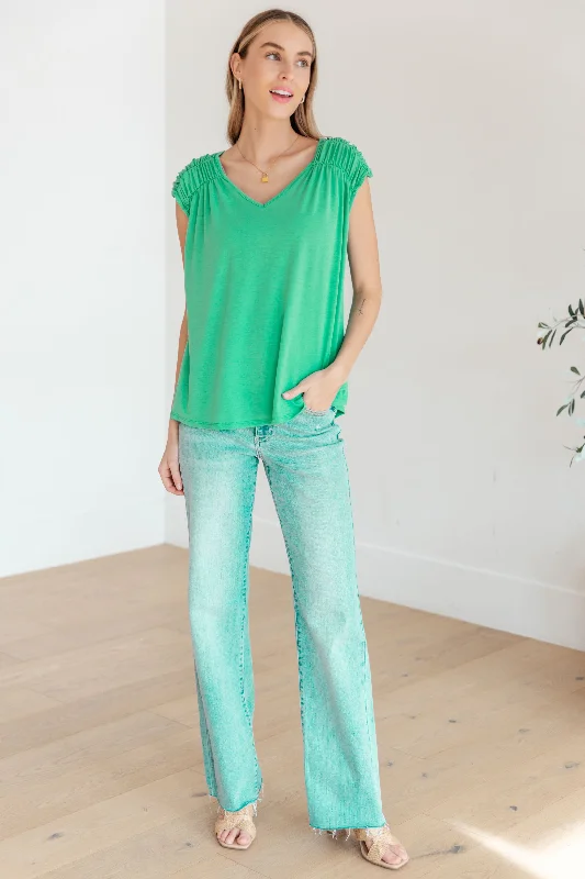 Ruched Cap Sleeve - Emerald