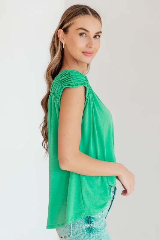 Ruched Cap Sleeve - Emerald