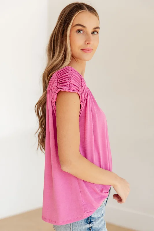 Ruched Cap Sleeve - Magenta