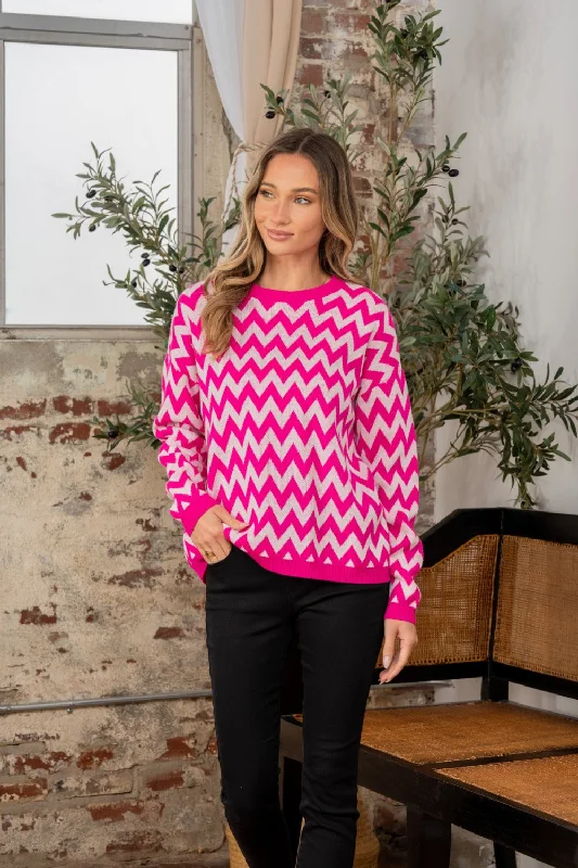 Sew In Love Full Size Wave Stripe Contrast Long Sleeve Sweater