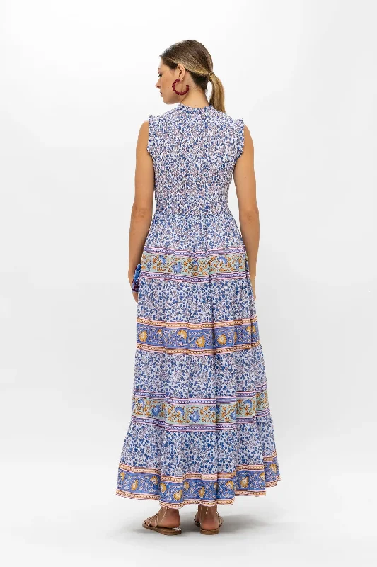 Sleeveless Smocked Maxi Dress - Portland Blue