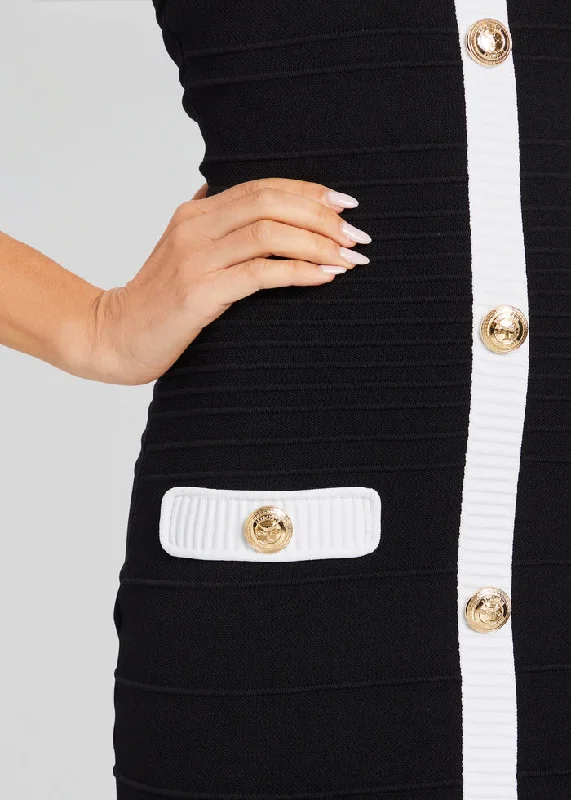 Sloane Bandage Knit Dress - Black White