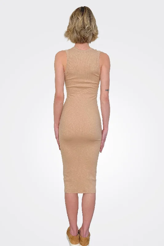 Textured Knit Sleeveless Dress - Oat Milk