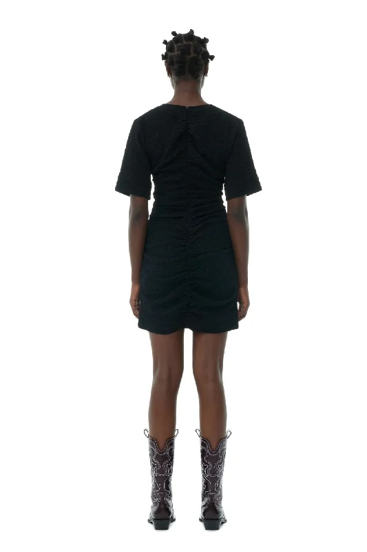 Textured Suiting Mini Dress - Black