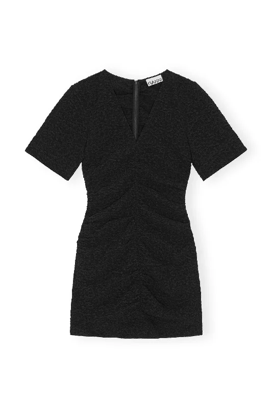 Textured Suiting Mini Dress - Black