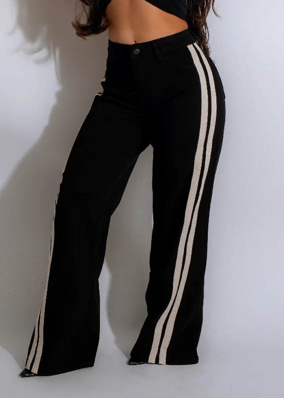 That Girl Stripes Pants Black