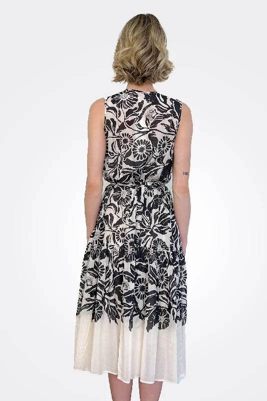 Tie Waist Dress - Black Cream