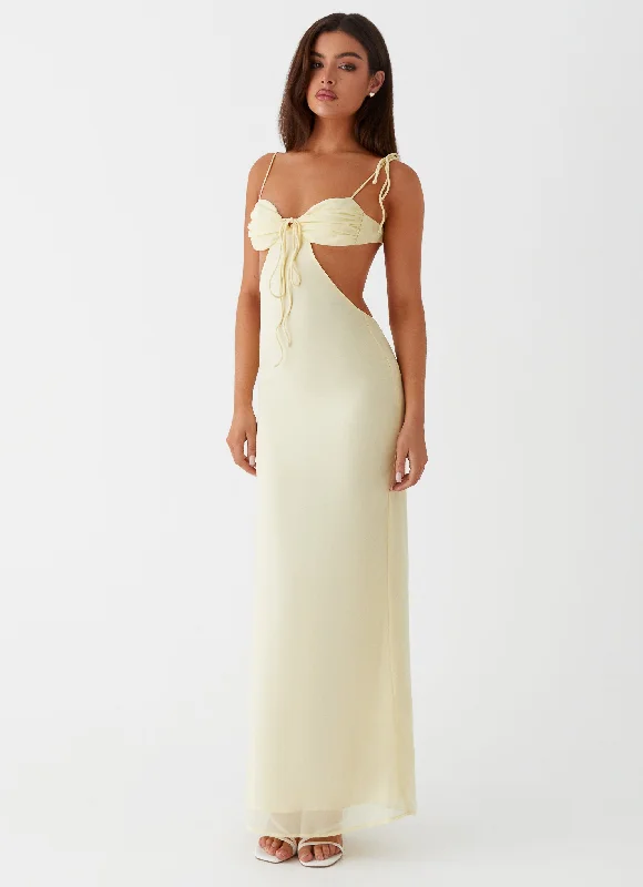 Tyra Ruched Maxi Dress - Yellow