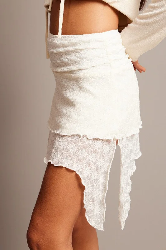 White Mini Skirt Lace