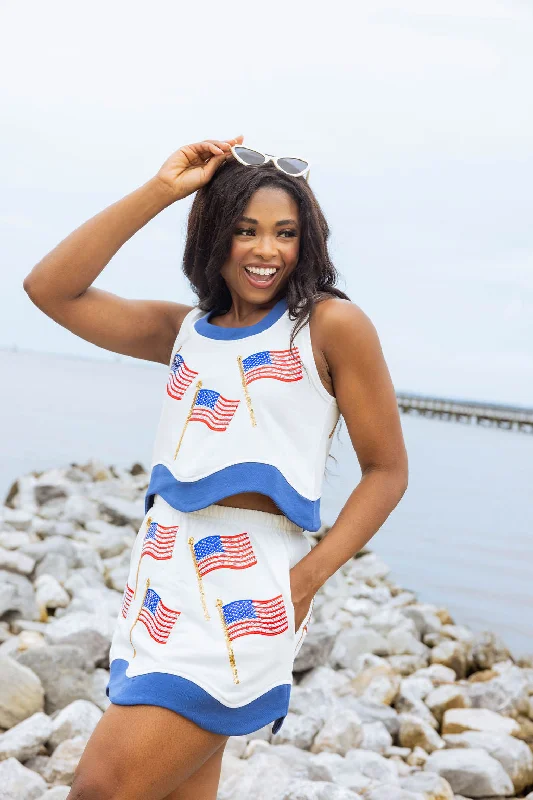 White & Navy American Flag Skirt