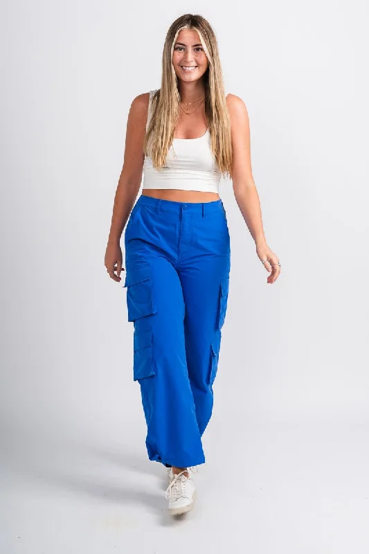 Wide leg cargo pants azure