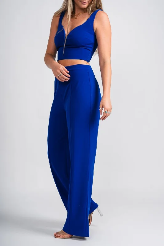 Wide leg pants royal blue