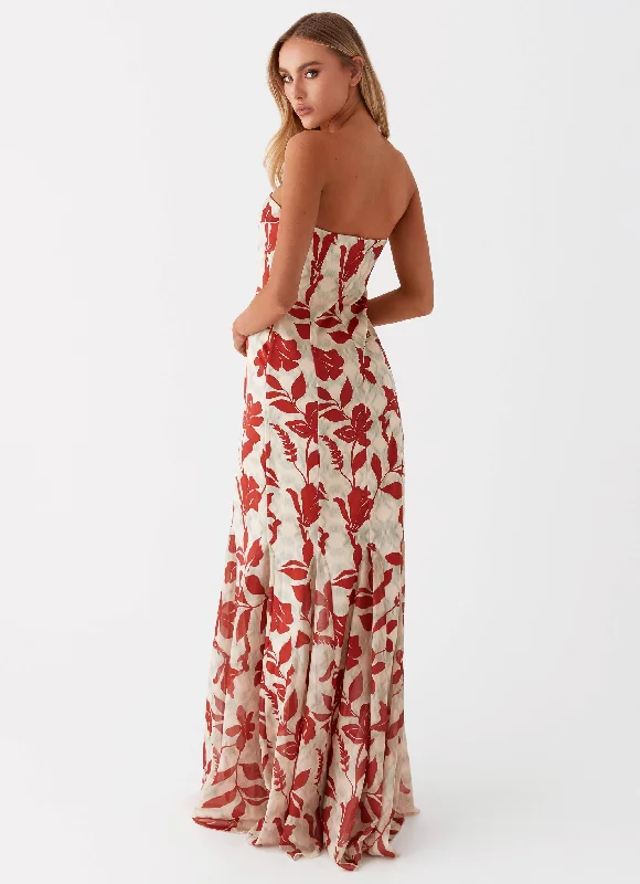 Willa Maxi Dress - Red Green Floral