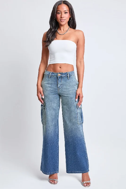 Women's Relax Fit Cargo Wide Leg Jeans