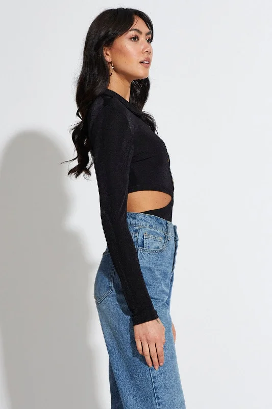 Black Bodysuit Top Long Sleeve