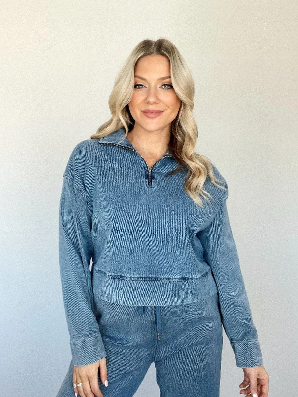 Dressed Down Denim Zip Up