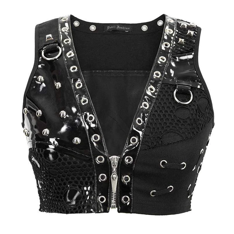 Women's Gothic Punk Sleeveless V-Neck Bustiers