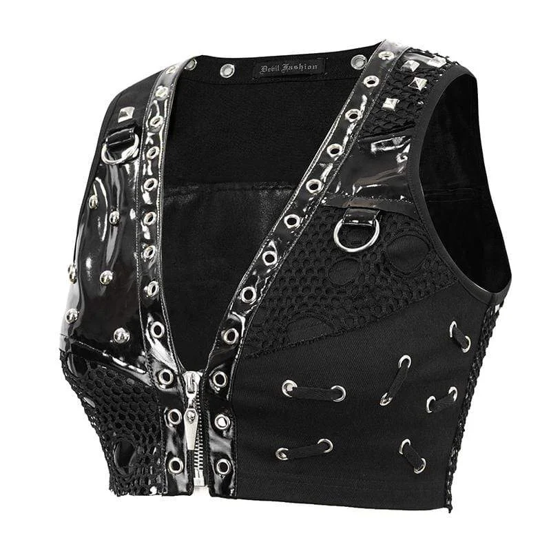 Women's Gothic Punk Sleeveless V-Neck Bustiers