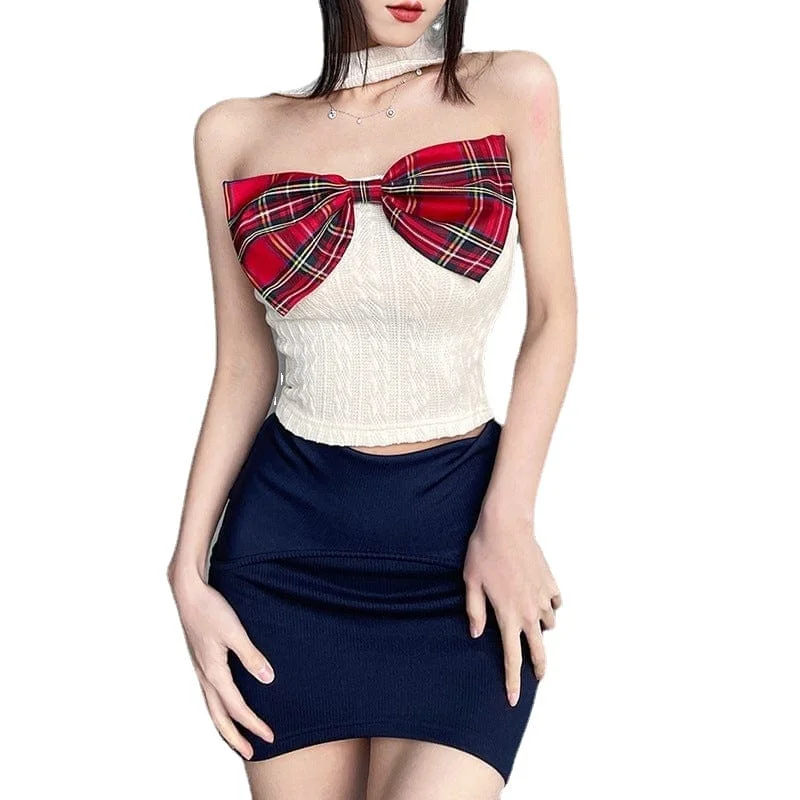 Women's Grunge Halterneck Bowknot Bustier