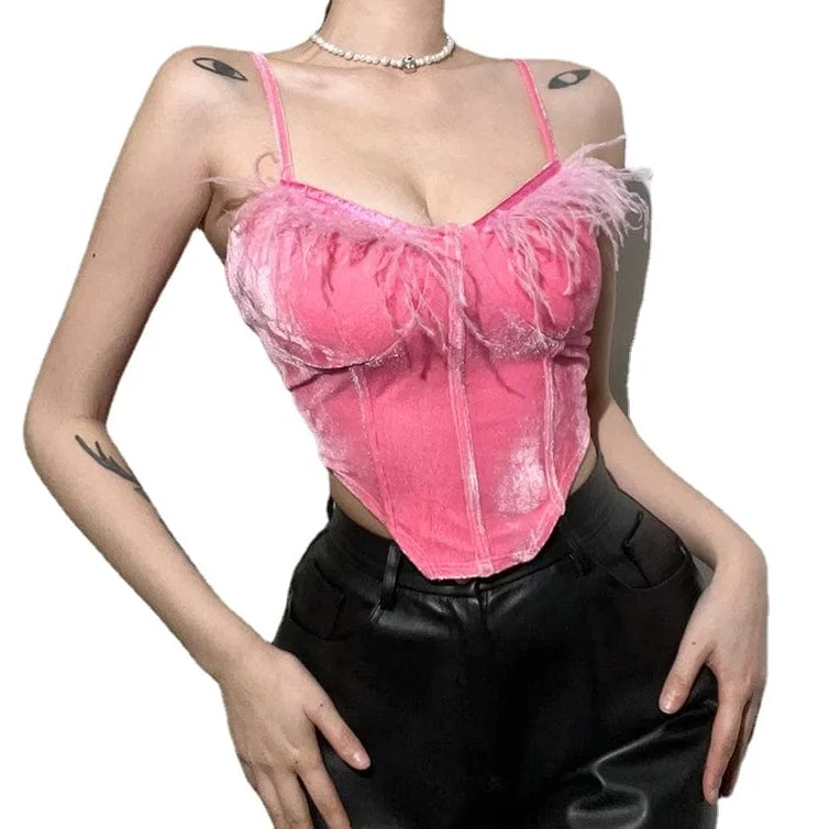 Women's Pastel Gothic Tassels Pink Sexy Busiter