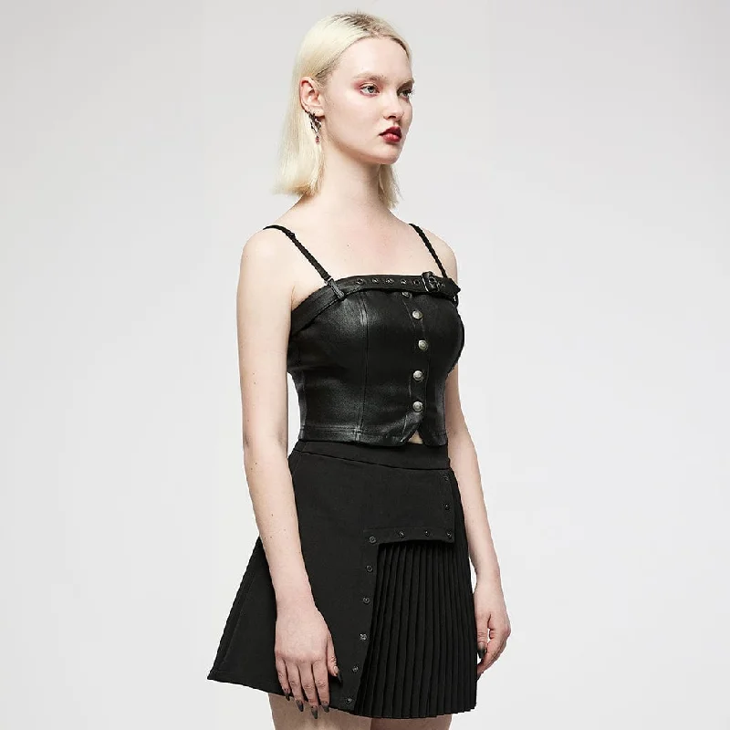 Women's Punk Single-breasted Strap Faux Leather Bustier